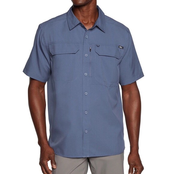 New Eddie Bauer Blue Casual Button Down Shirt Relaxed Fit UPF 50 Men Size M - Picture 1 of 10